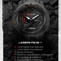NORTH EDGE Mars3 Men's Military Watch Digital Carbon Fiber Case For Man Waterproof 50M Sports Watches World Time