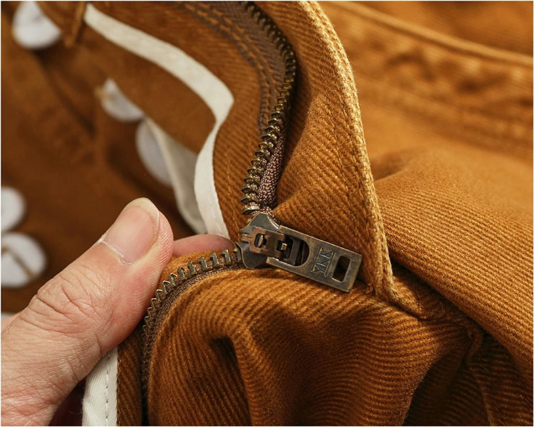 Retro Heavyweight Minimalist Workwear Pants Men's Loose Straight Leg Casual 100% Cotton Twill Woven 3D Stand Cut Tapered Pants