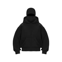 women's Men's and Balaclava Y2K Gothic Harajuku winter new item double hooded sweatshirt men's hooded mask zipper sportswear