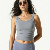 Cotton Solid Tank Top Women Sleeveless Tight Ribbed White Fashion Knit Vest Straps Summer Casual Fitness Sporty Basic Clothing