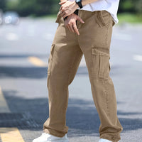 Men's multi pocket denim work pants straight leg denim pants