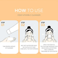 Vitamin C Facial Cleanser Skin Deep Cleansing Moisturizing Blackhead Removal Skincare Face Wash Foam Face Cleanser Skin Care