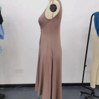 Summer New Women's Dress Fashion Sexy Slim Sleeveless A-line Dress Elegant Simple Office Red Korean Midi Dress For Female Party