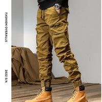 CAAYU Joggers Cargo Pants Mens Casual Y2k Multi-Pocket Male Trousers Sweatpants Streetwear Techwear Military Green Track Pants