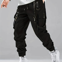 Fashion Men's Casual Techwear Drawstring Multi Flap Pockets Cargo Pants Hip hop Joggers Pant