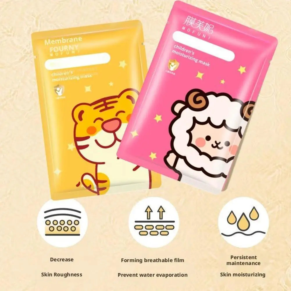 Children's Moisturizing Facial Mask Cute Cartoon Animal Brightening Hydrating Face Mask Smooth Whitening Face Skin Care Products