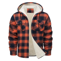 Thick Warm Flannel Hooded Jacket Mens Sherpa Fleece Lined Winter Coats Button Down Fashion Casual Plaid Shirt Jacket With Pocket