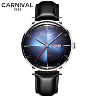Carnival Brand 3D Curved Dial Luxury Sapphire Automatic Watch for Man Leather MIYIOTA Mechanical Watch Sports Wristwatch Male