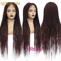 Synthetic 36 Inch Cornrow Braided Wigs for Black Women Full Lace Braids Wig Natural Black Knotless Box Wig Faux Locs Wig