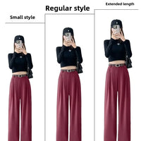 High Waist Slim Fit Straight Leg Suit Pants Wide Leg Casual Trousers Women's Autumn New Arrival Red Color Business Office Wear