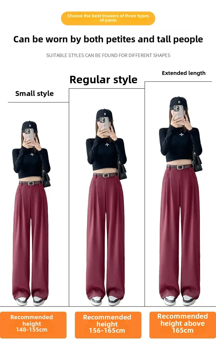 High Waist Slim Fit Straight Leg Suit Pants Wide Leg Casual Trousers Women's Autumn New Arrival Red Color Business Office Wear