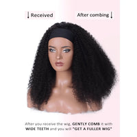 Kinky Curly Headband Wig Human Hair Wigs for Black Women 180% Density Wear and Go Human hair Wig Machine Made Wigs Natural Black