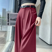 High Waist Slim Fit Straight Leg Suit Pants Wide Leg Casual Trousers Women's Autumn New Arrival Red Color Business Office Wear