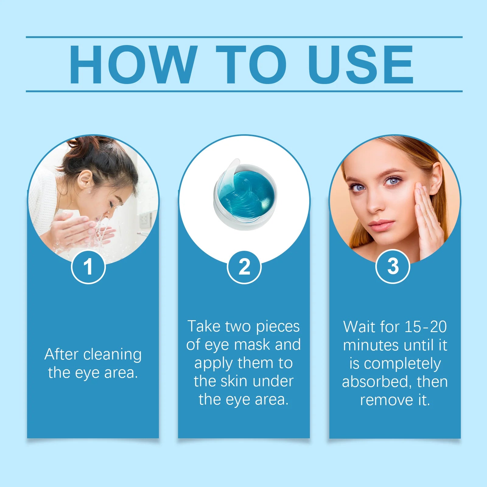 Eye Patches Dark Circles Puffiness with Hydrating Gel Technology Soothing Fine Lines Care for Sensitive Dry Skin Women 60 Pcs