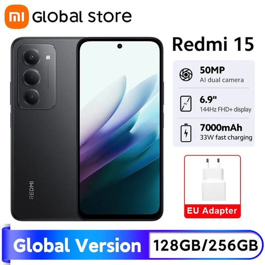 Xiaomi Redmi 15 Smartphone Global Version Snapdragon 685 128GB / 256GB ROM 6.9" FHD+ DotDisplay 50MP Camera 7000mAh IP64