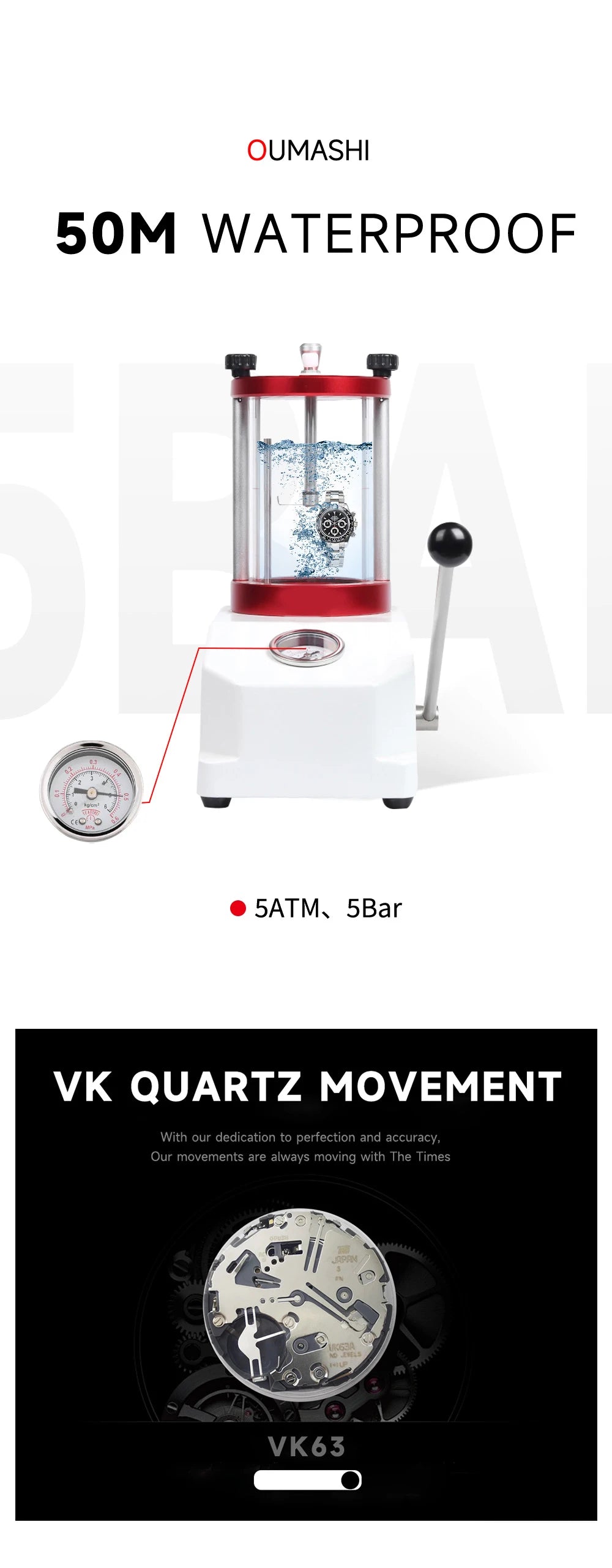 VK63 watch Luxury Men's Watch Sapphire Customizable Multi functional Chronograph Stainless Steel Case Suitable for VK63 Movement