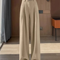 High Waist Slim Fit Straight Leg Suit Pants Wide Leg Casual Trousers Women's Autumn New Arrival Red Color Business Office Wear