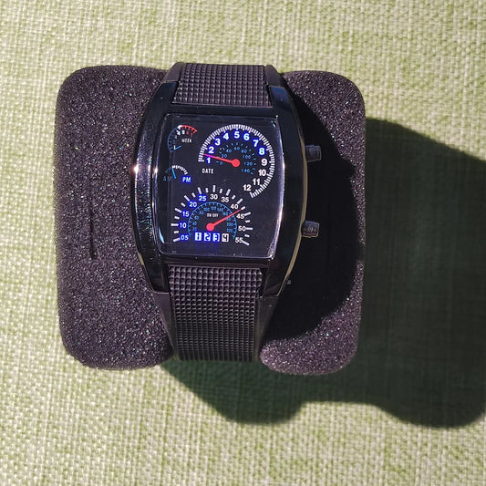 Men’s Fashion Quartz Wristwatch Sports Aviation LED Electronic Watch Fan Racing Dashboard Creative Male Digital Watch for Men