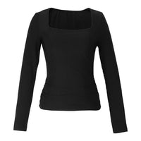 Women's Long Sleeve Tops Casual Scoop Neck Ribbed Knit Slim Fitted Basic Tee Shirts Trendy Spring Outfits