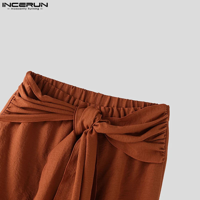 Fashion INCERUN Summer Spring Men Casual Pants Harem Pant Pleated Long Trousers Streetwear Oversize Men's Clothing S-5XL
