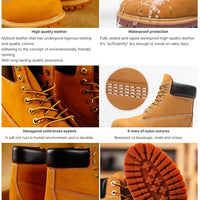 Unisex Leather Round Toe Thick Sole Safety Boots Casual Genuine Leather Quality Boots For Women Men