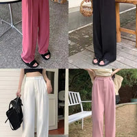 High Waist Wide Leg Thin Suit Pants Women's Loose Fitting Casual Floor Length Trousers Straight Cut Slimming Effect
