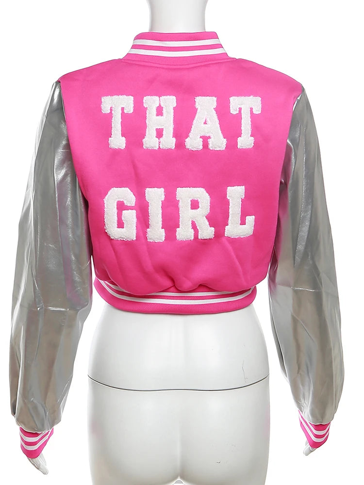 Kliou Letter Shape Patchwork Coats Women Casual Classic Panelled Long Sleeve Single Breasted Croped Jacket Female Street Outwear