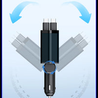 Elough 4 IN 1 Retractable Car Charger Fast Charging USB C To USB C ios Cable Charger USB Type C Car Adapter For iPhone Huawei