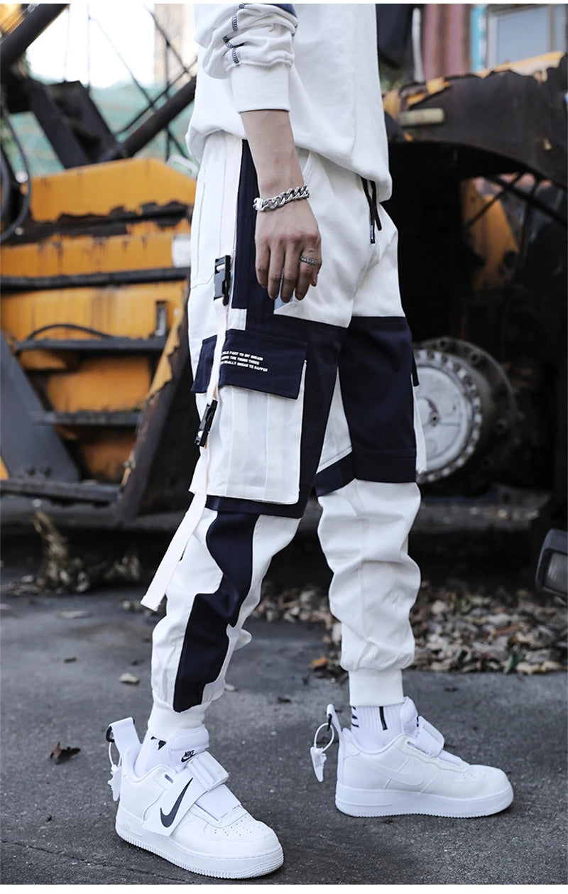 Men's Letter Flap Pocket Drawstring Cargo Pants Casual All-match Loose pantalon cargo homme Classic Fit Elastic work Trousers