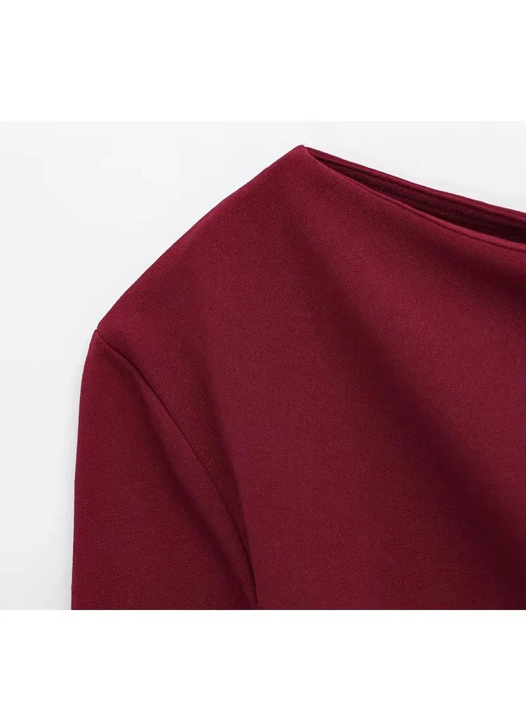 TFMLN 2025 Fashion Asymmetric Women Top T Shirts New Elegant Spring Summer Elastic Clothes Long Sleeve Shirt Top