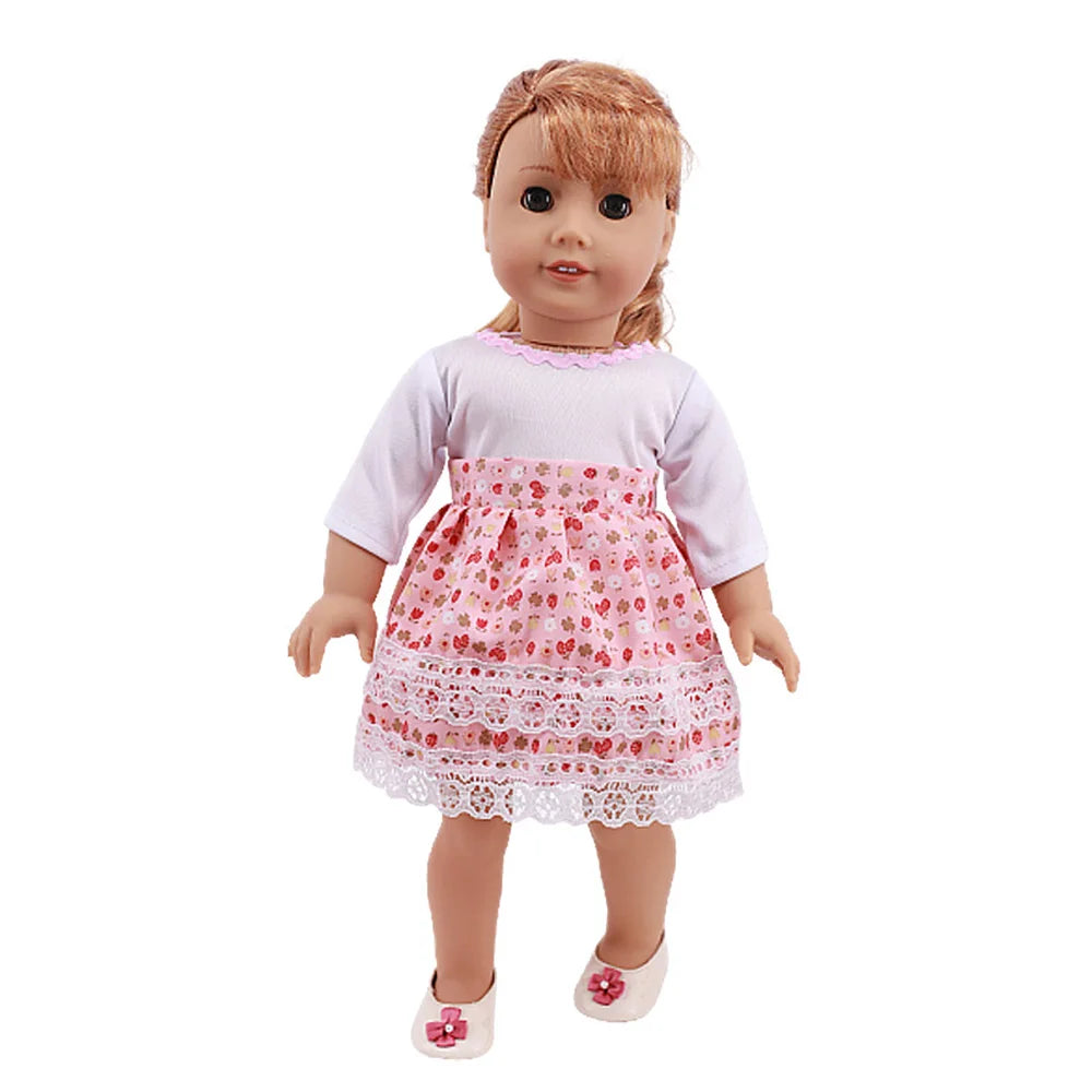 Baby Girls Dress Dolls Clothes Daily Fashion Dress For 18 inch American Doll Girl's Accessories 43Cm Baby Reborn,Generation Gift