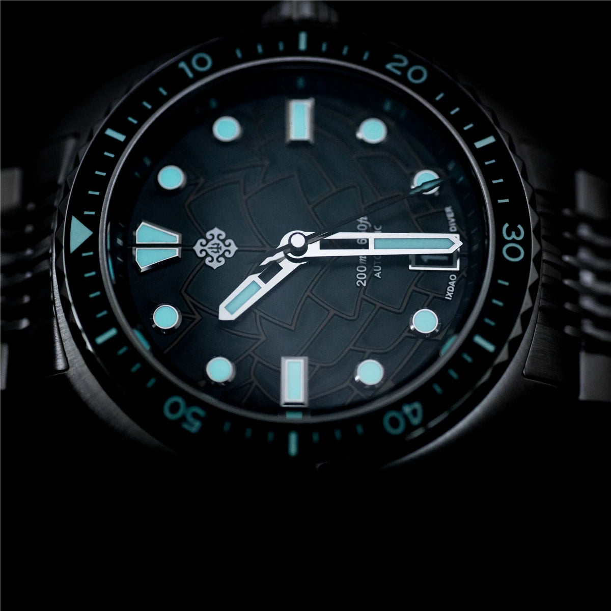 2025 New IXDAO IPOSE Automatic Mechanical Men Watch JD-X07S Dragon Scale Pattern Watch Stainless Steel BWG-9 Diving reloj hombre