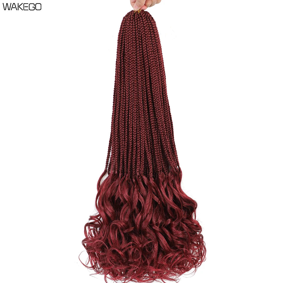 14 18 24 Inch French Curl Box Braids Crochet Hair Ombre Brown to Blonde Prelooped Synthetic French Curls Braiding Hair for Women
