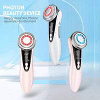 7 in 1 EMS Facial Massager with LED Light Vibration Hot Compress Skin Care Face Beauty Instrument Lifting Device Skincare