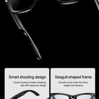 AI Smart Glasses with HD Camera for Photos Videos Hands-Free Vlog Recording Camera Glasses Audio for Driving Outdoor Sunglasses