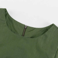 Oymimi Elegant Green Cotton Women's Dress Fashion O-Neck Sleeveless Dresses Casual New High Waist A-Line Mid-Calf Dresses Female