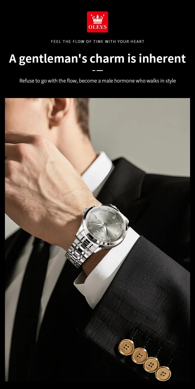 OLEVS Men Watches 7077 Luxury Fashion Top Brand Original Automatic Mechanical Watch for Man Double Scale Simple Trend Waterproof