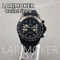LARIMOKER 39mm Chronograph VK64 Quartz Watch For Men Sapphire Glass Luminous Hand Blue Black White Pink Rubber Bracelet Watch