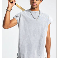 ZODF Trendy Summer Men Batik Washed 275gsm Cotton Tank Tops Unisex Oversized Loose Edge Sleeveless Vests Brand Tees HY1036