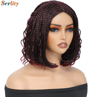 New Style Bob Box Braided Wigs For Black Women 12inches Synthetic Box Braids Crochet Hair Wigs On Sale Clearance Short Black Wig