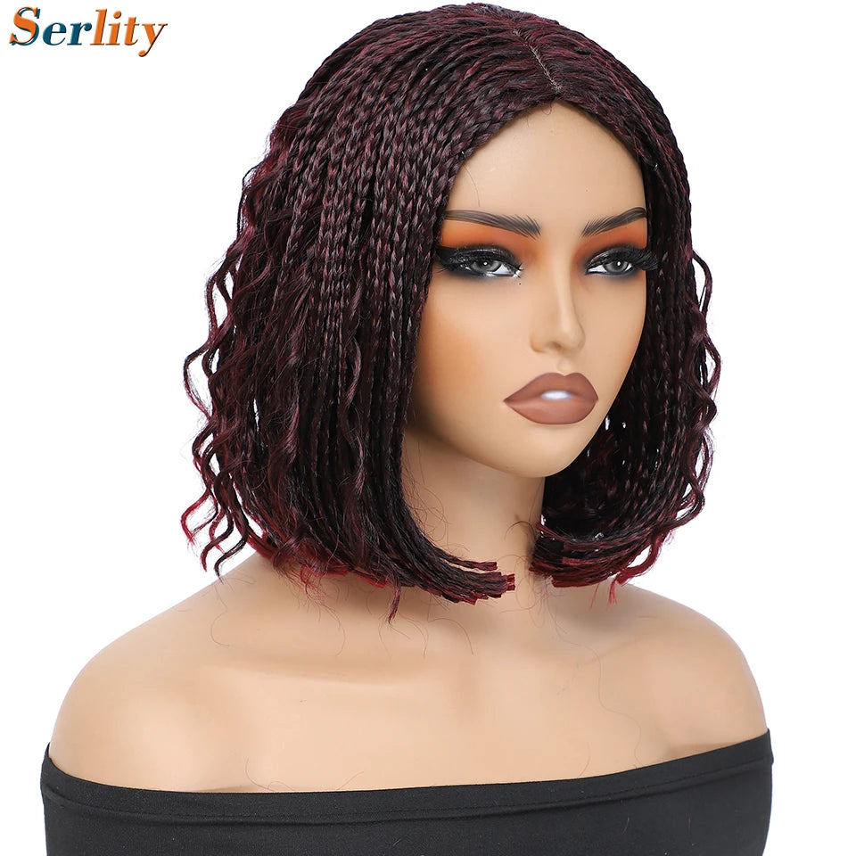 New Style Bob Box Braided Wigs For Black Women 12inches Synthetic Box Braids Crochet Hair Wigs On Sale Clearance Short Black Wig