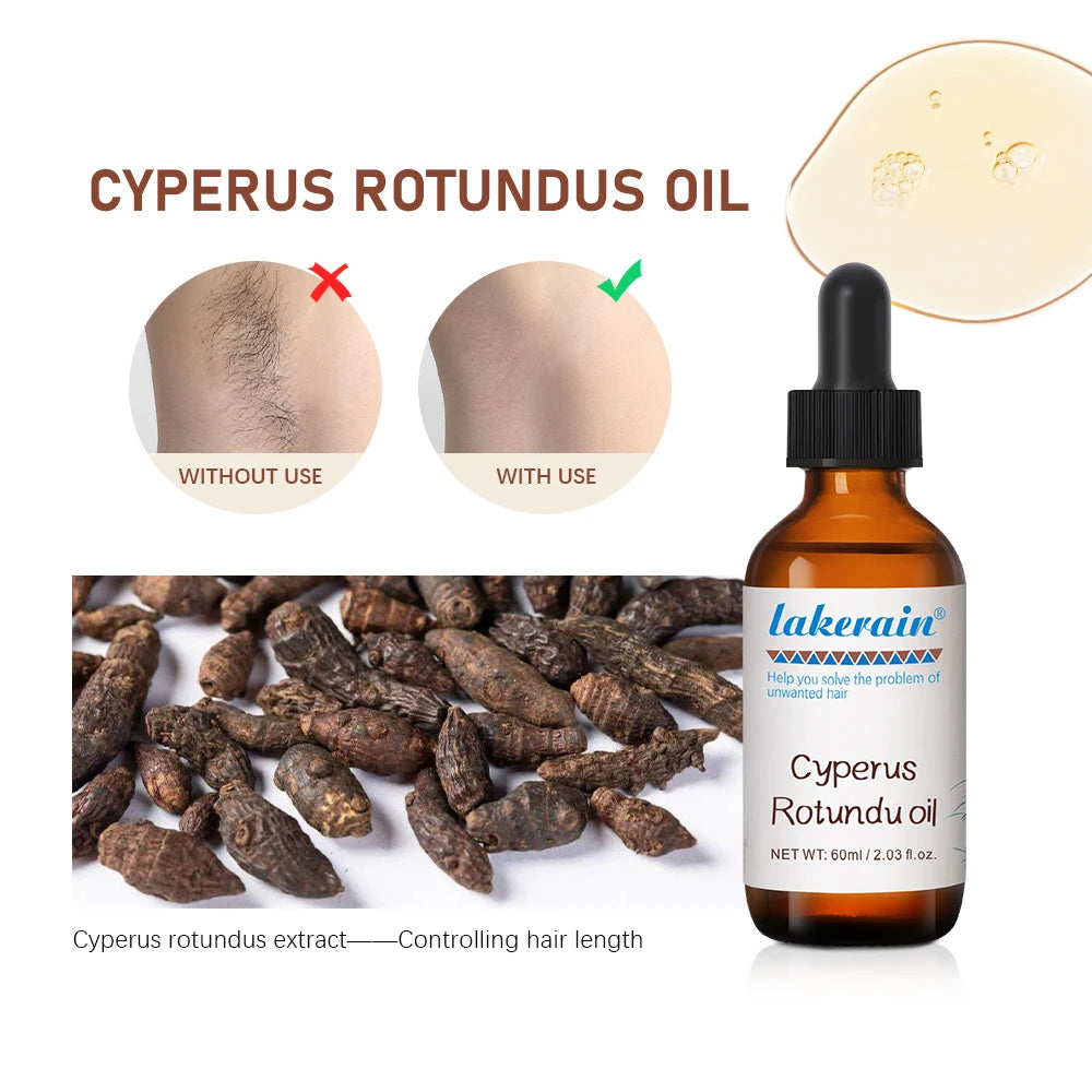 Semi-permanent Cyperus Rotundus Oil Hair Remover Armpit Legs Arms Hair Growth Inhibitor Beauty Skin Care Body Essential Oil