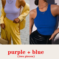 Women's Corset Summer 100% Cotton Crop Top Y2k Knitted Camis O Neck Knit Camisole Sleeveless Vest Solid Slim Tank Tops Women