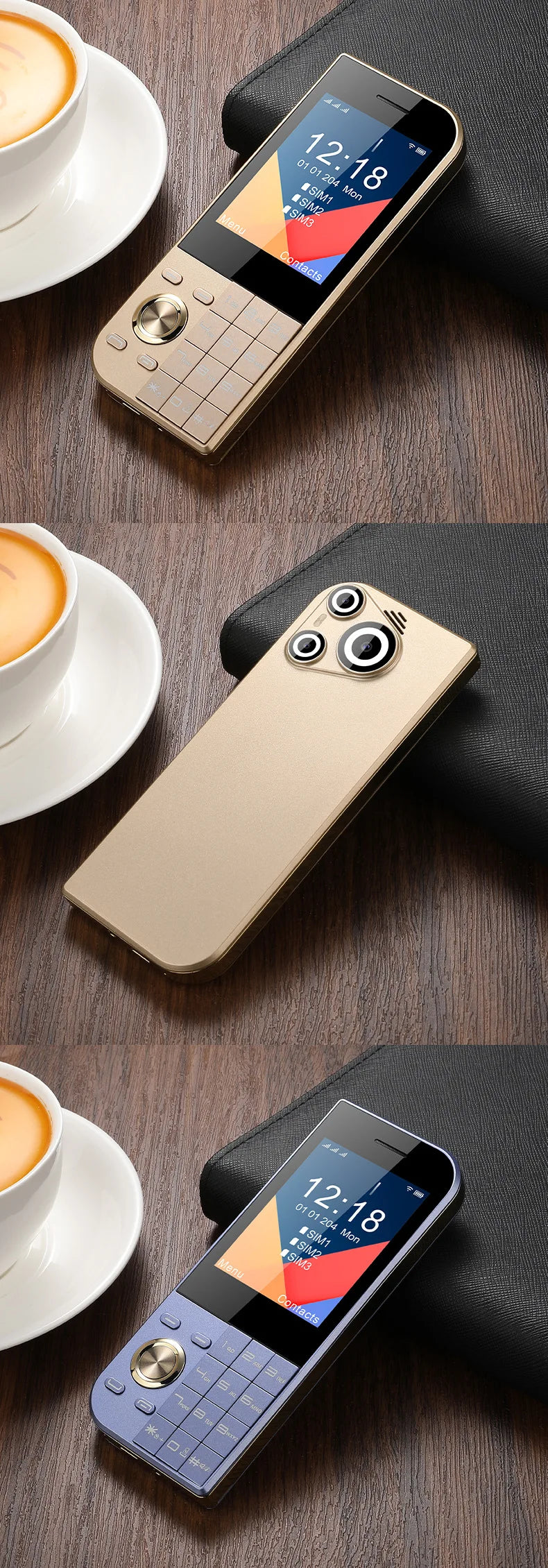 2025 New Push Button Mobile Phone 2.8' Three SIM 3SIM Bluetooth Flashlight MP3 Wireless FM Camera Vibration BigHorn CellPhone