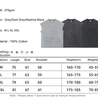 ZODF Trendy Summer Men Batik Washed 275gsm Cotton Tank Tops Unisex Oversized Loose Edge Sleeveless Vests Brand Tees HY1036
