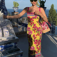 CNYISHE Flower Prints Camisoles Fashion Sheath Sexy Club Hot Girl Women Dresses Colorful Trendy Elegant Lady Female Bodycon