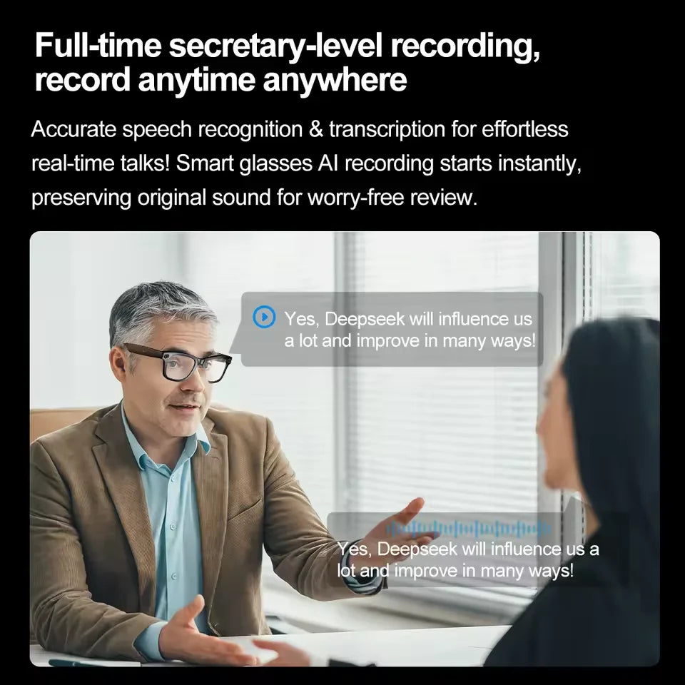 2025 Smart Glasses 32GB Memory with Camera Sunglasses Mini Camera Video Translation Bluetooth Call Anti-blue Glasses Man Women