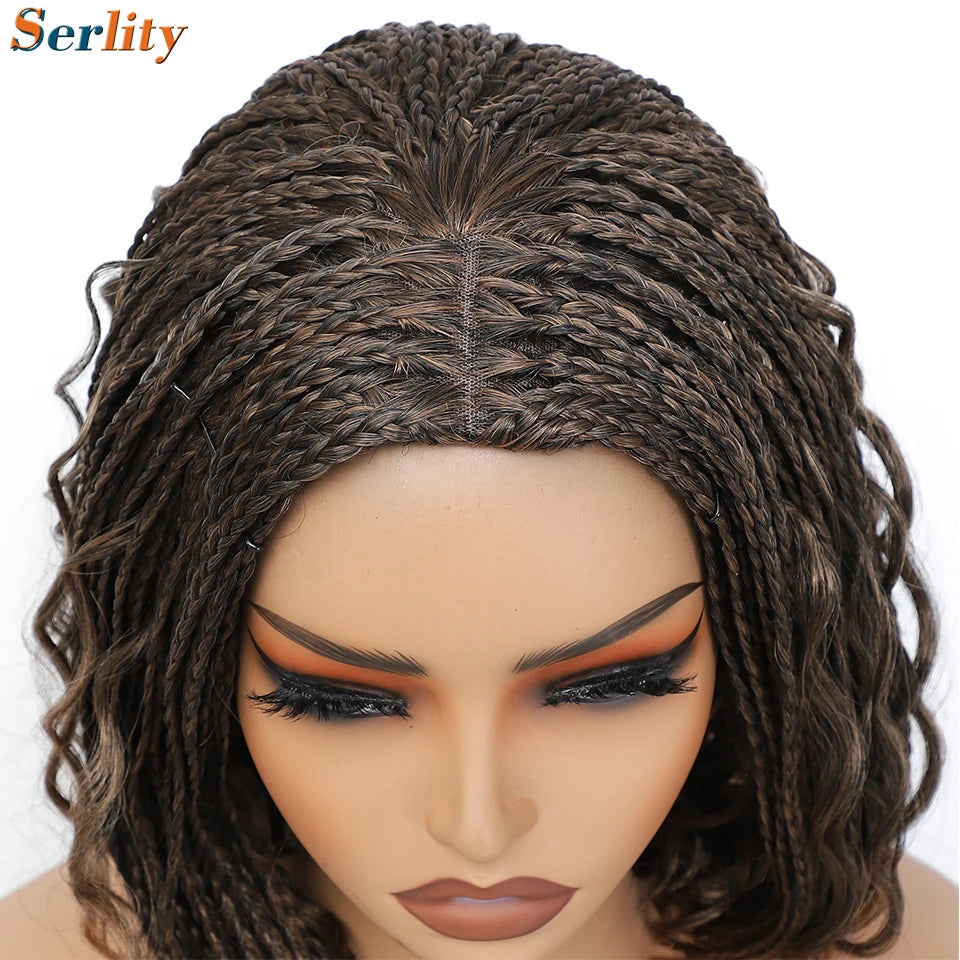 New Style Bob Box Braided Wigs For Black Women 12inches Synthetic Box Braids Crochet Hair Wigs On Sale Clearance Short Black Wig