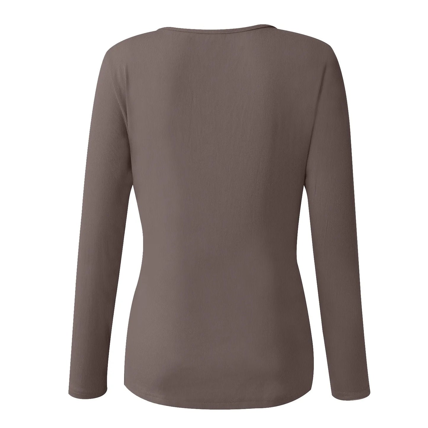 Women'S Button Color V-Neck Long Sleeve T-Shirt Top Blouse Tee Solid Color Sexy Slim Spring Autumn Lady Button Knit Top Women So