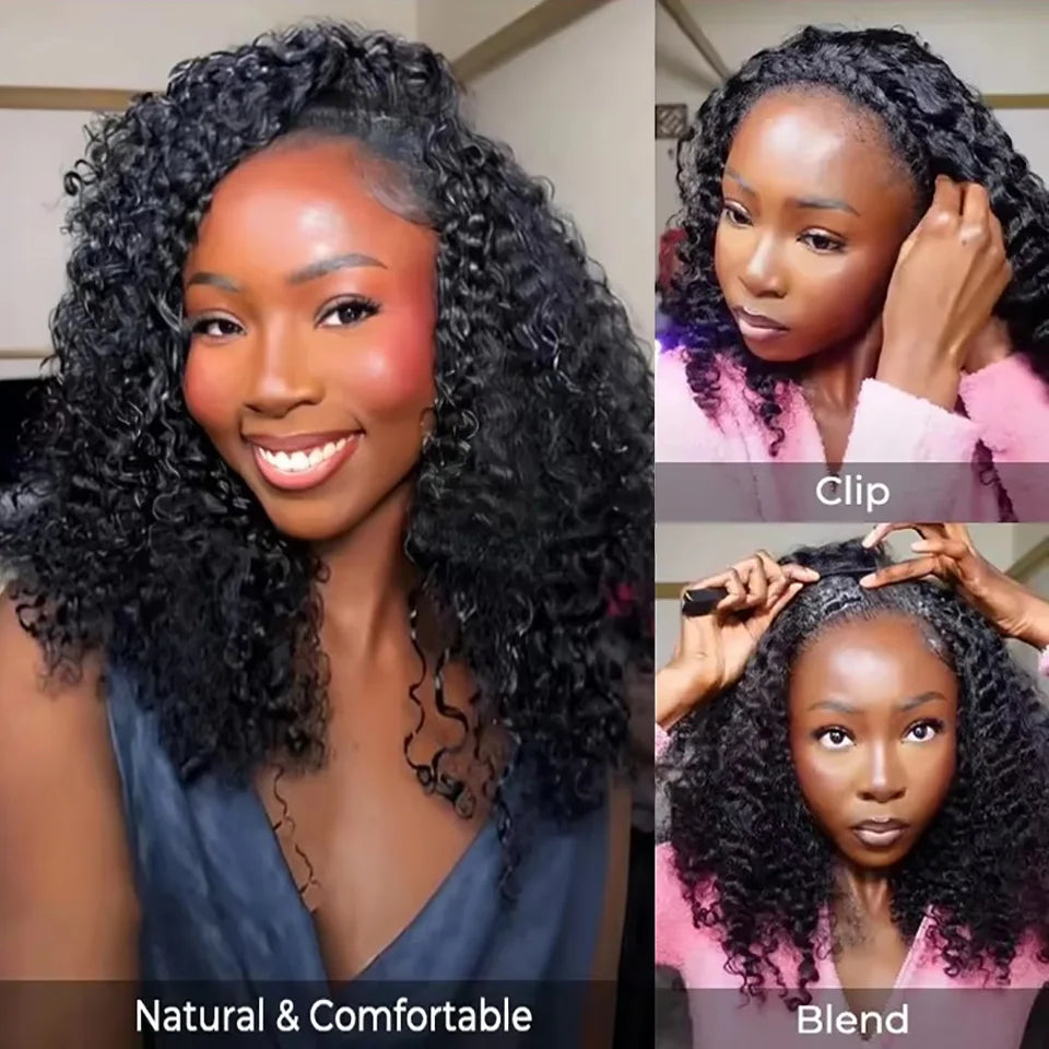 250% Half Wig Human Hair Kinky Curly Human Hair Wigs Flip Over 3 In 1 Half Wig Afro Curly Headband Wig 300% Full Hair Wigs Sale